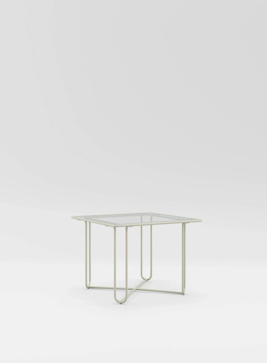 Walter Lamb Aluminum 38" Square Dining Table, Glass Top